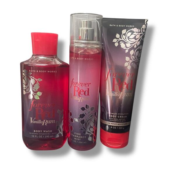 Bath & Body Works Forever Red Vanilla Rum Mist Body Cream Wash Gift BBW Lot of 3 - Picture 12 of 12